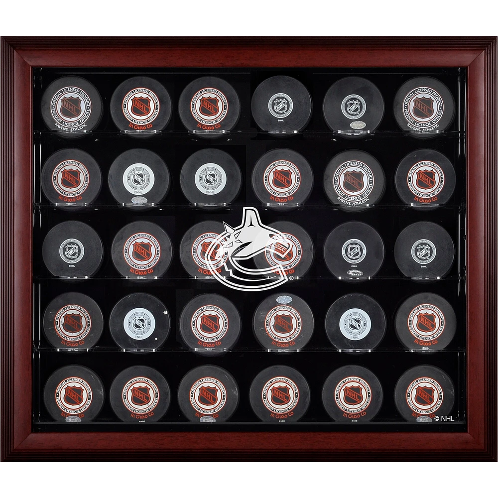 Vancouver Canucks 30-Puck Mahogany Display Case