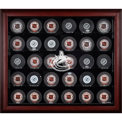 Vancouver Canucks 30-Puck Mahogany Display Case