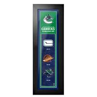Vancouver Canucks - 6'' x 22'' Logos to History Framed Art