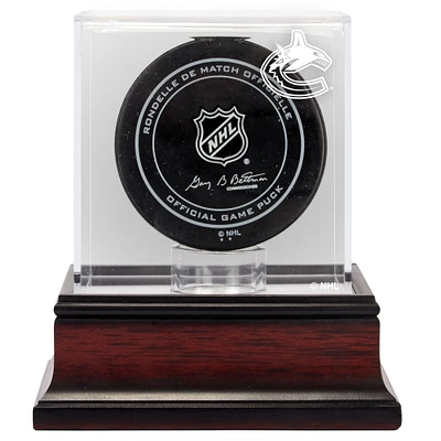 Vancouver Canucks Mahogany Hockey Puck Logo Display Case