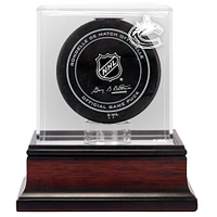 Vancouver Canucks Mahogany Hockey Puck Logo Display Case