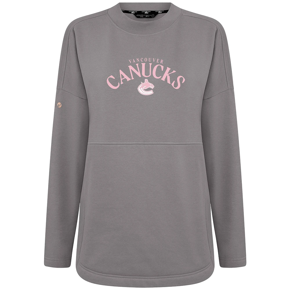 Women's Levelwear  Gray Vancouver Canucks Mother's Day Beaudry Arched Pullover Sweatshirt