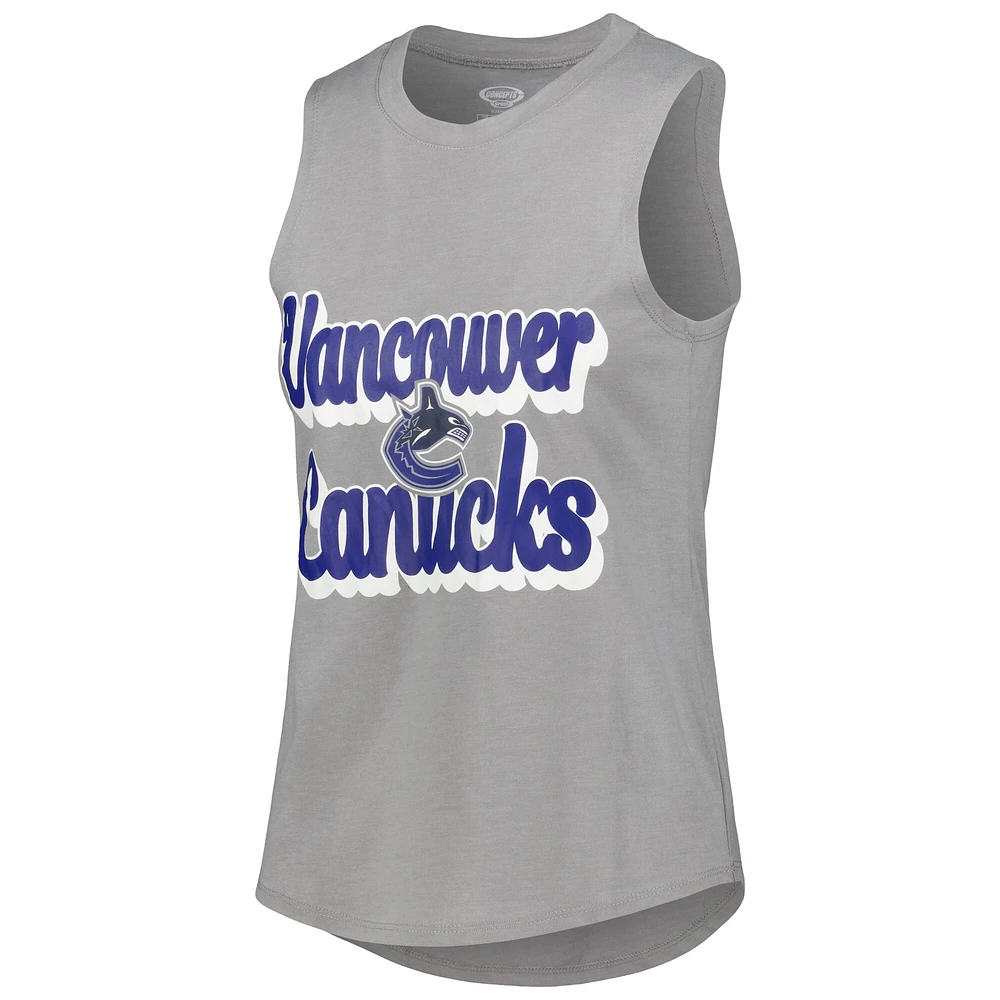 Concepts Sport Heather Grey/Heather Navy Vancouver Canucks Meter Muscle Tank Top & Pants Sleep Set