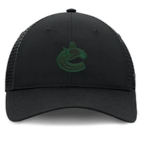 Casquette ajustable pour camionneur Pro Road Authentic Fanatics noire des Vancouver Canucks pour femmes