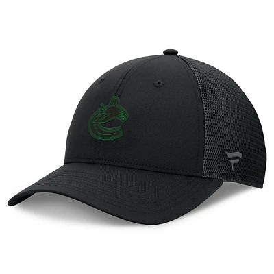 Women's Fanatics Black Vancouver Canucks Authentic Pro Road Trucker Adjustable Hat