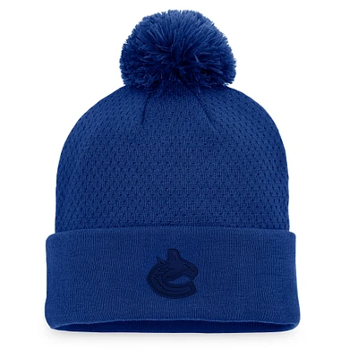 Fanatics Blue Vancouver Canucks Repêchage 2022 de la LNH pour femmes - Bonnet en tricot à revers Pro Road authentique