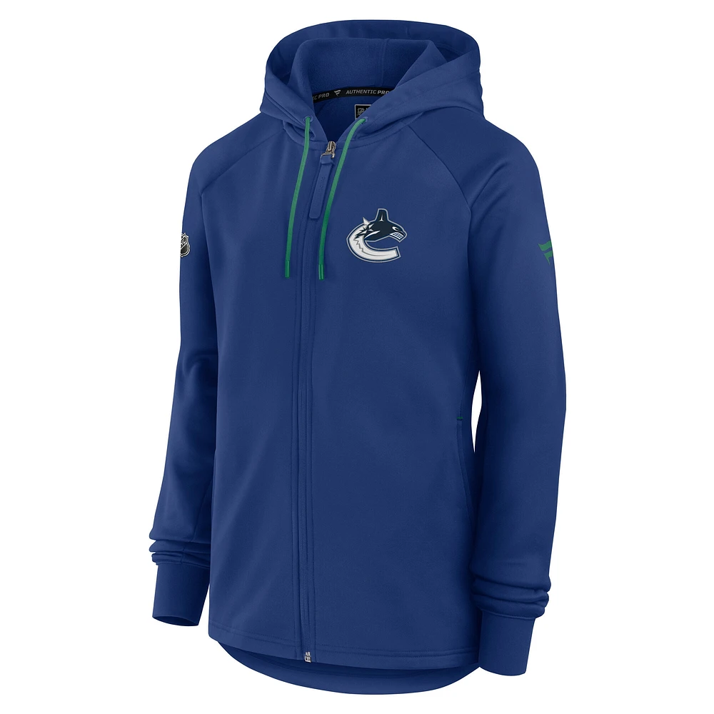 Women's Fanatics  Blue Vancouver Canucks Authentic Pro Rink Fleece Full-Zip Jacket