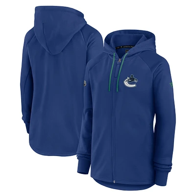 Veste polaire entièrement zippée Authentic Pro Rink bleue pour femme Fanatics Vancouver Canucks