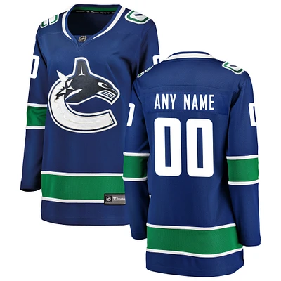 Fanatiques pour femmes de marque Blue Vancouver Canucks Breakaway Home Custom - Maillot