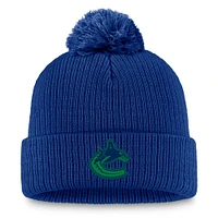 Bonnet en tricot à revers avec pompon Fanatics Cobalt Vancouver Canucks pour femme