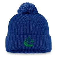 Bonnet en tricot à revers avec pompon Fanatics Cobalt Vancouver Canucks pour femme