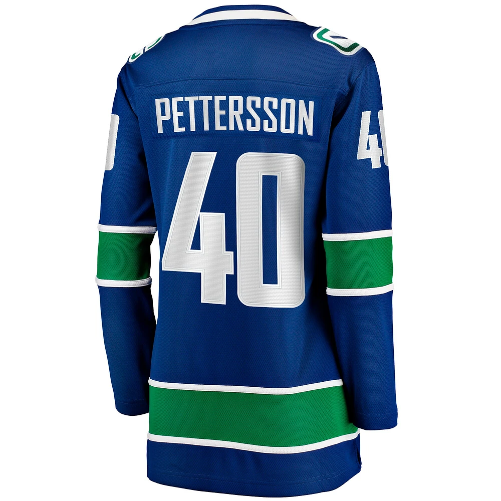 Maillot de joueur échappé à domicile Fanatics Elias Pettersson des Canucks Vancouver, bleu, pour femmes