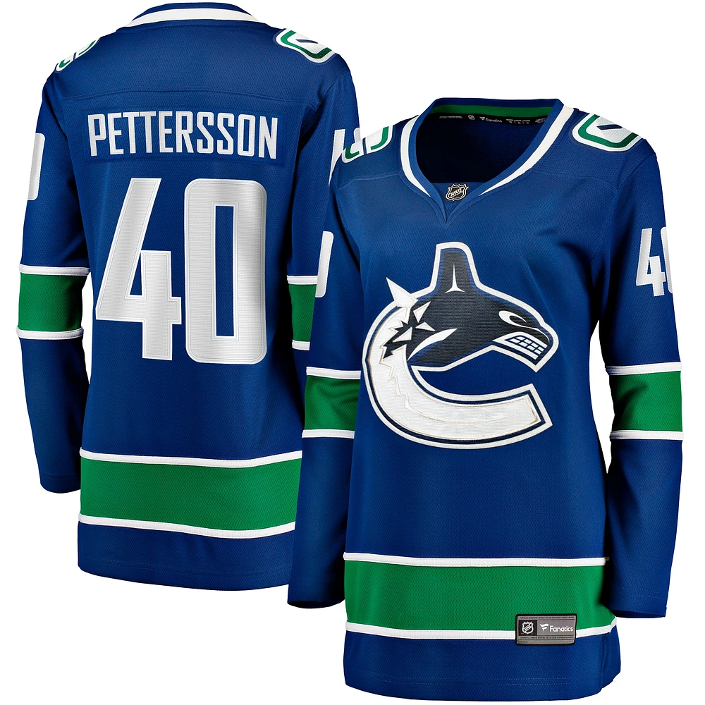 Maillot de joueur échappé à domicile Fanatics Elias Pettersson des Canucks Vancouver, bleu, pour femmes