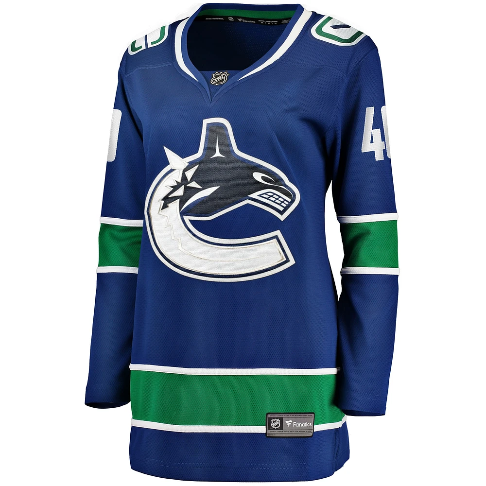 Fanatiques féminines de marque Elias Pettersson Blue Vancouver Canucks 2019/20 Domicile - Maillot Premier Breakaway Player