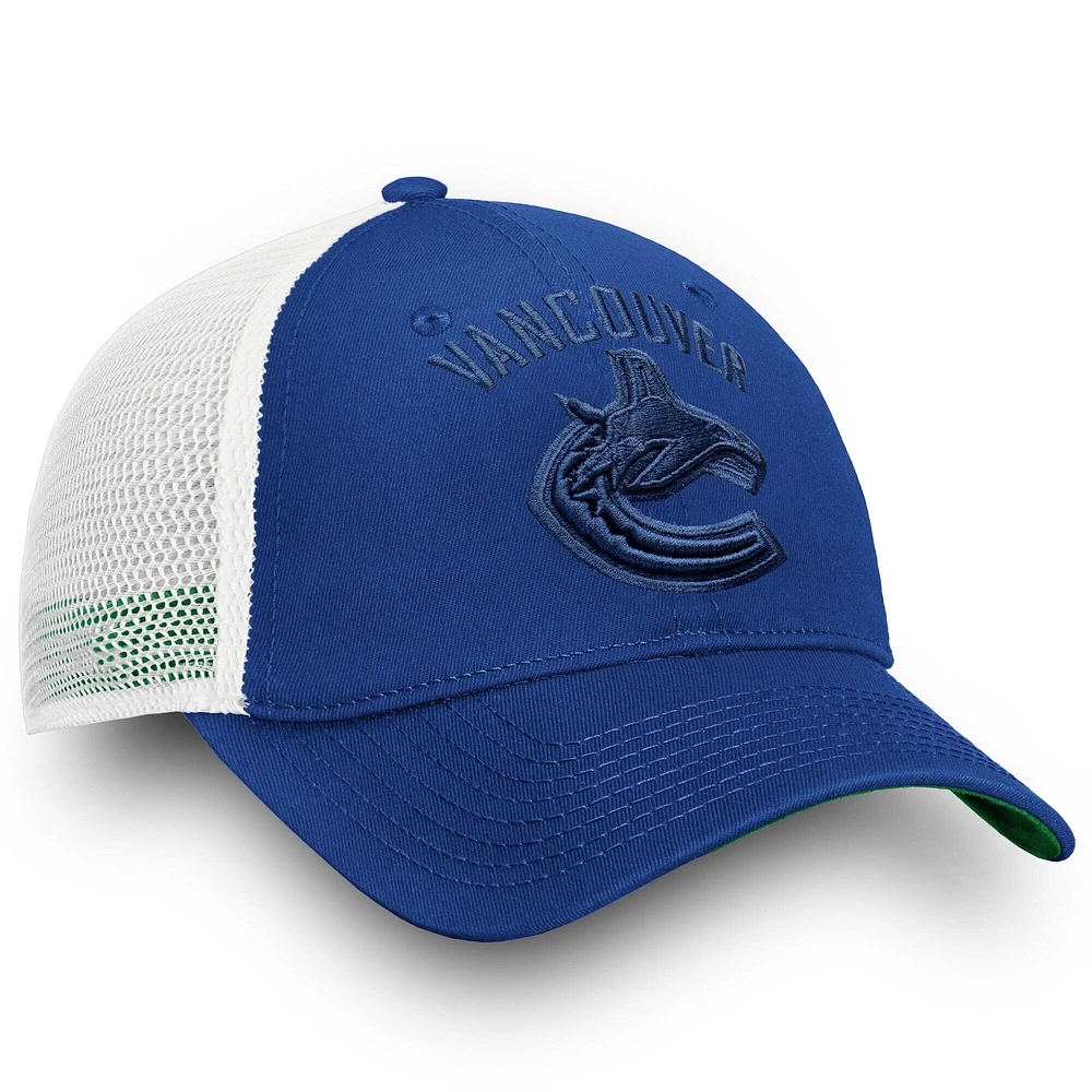 Women's Fanatics  Vancouver Canucks Blue/White Iconic Lockup Adjustable Trucker Hat