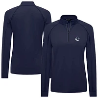 Women's Levelwear Navy Vancouver Canucks Kinetic Insignia Core Raglan Quarter-Zip Top