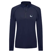 Women's Levelwear Navy Vancouver Canucks Kinetic Insignia Core Raglan Quarter-Zip Top