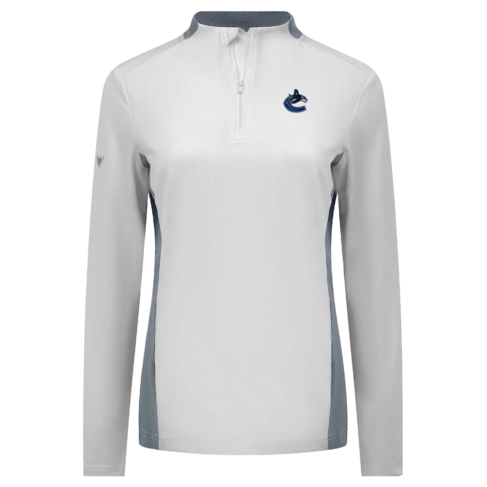 Women's Levelwear White Vancouver Canucks Moxie Insignia Core Quarter-Zip Top