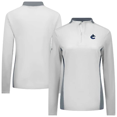Women's Levelwear White Vancouver Canucks Moxie Insignia Core Quarter-Zip Top