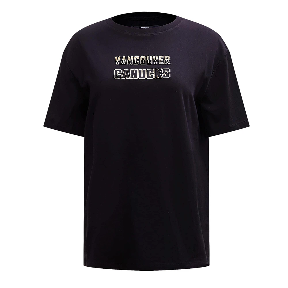 T-shirt carré Pro Standard noir des Canucks de Vancouver pour femmes