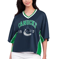 Women's Starter Blue Vancouver Canucks Power Play Raglan V-Neck T-Shirt