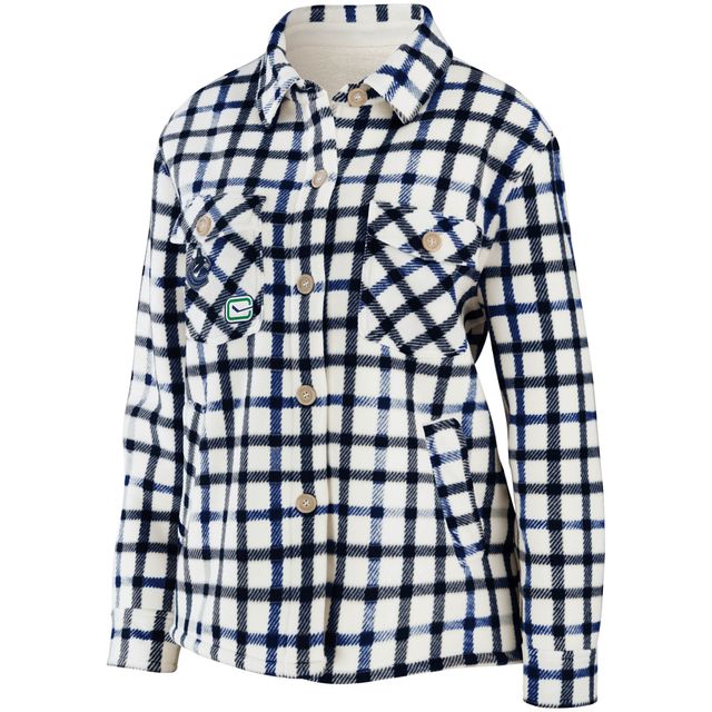 Women's WEAR by Erin Andrews Oatmeal Vancouver Canucks Plaid - Veste boutonnée