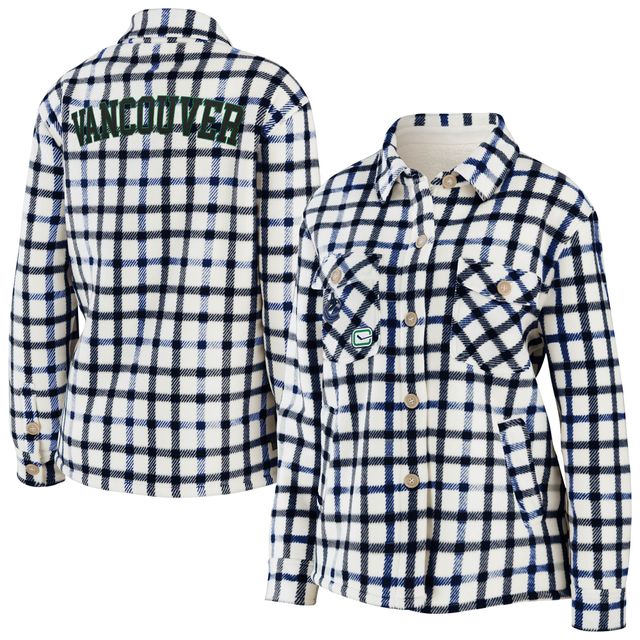 Women's WEAR by Erin Andrews Oatmeal Vancouver Canucks Plaid - Veste boutonnée