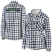 Women's WEAR by Erin Andrews Oatmeal Vancouver Canucks Plaid Button-Up - Shirt Jacket