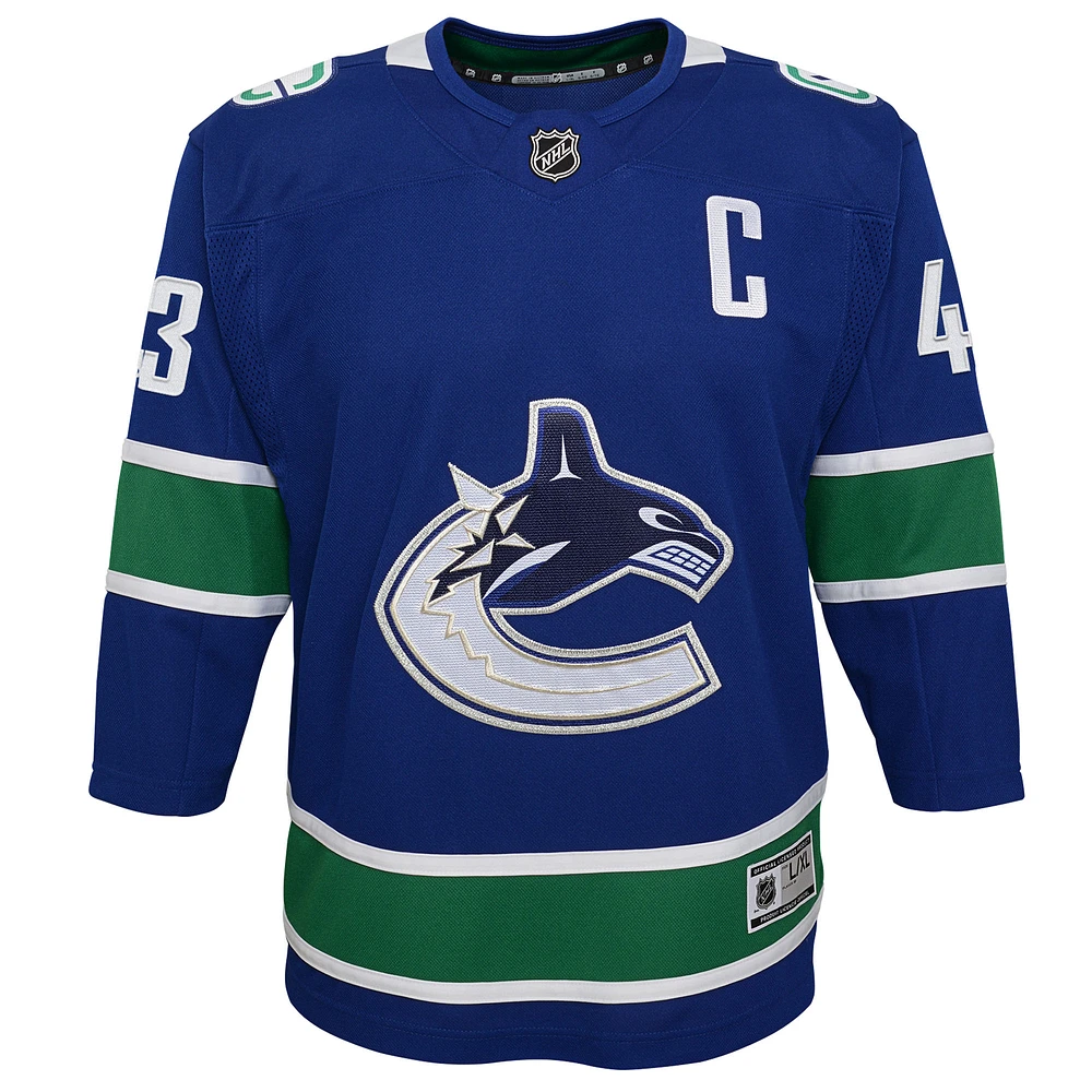 Youth Quinn Hughes Blue Vancouver Canucks Home Premier Player Jersey