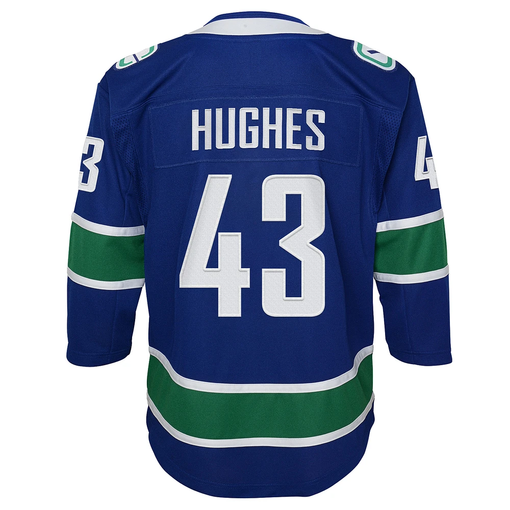 Youth Quinn Hughes Blue Vancouver Canucks Home Premier Player Jersey