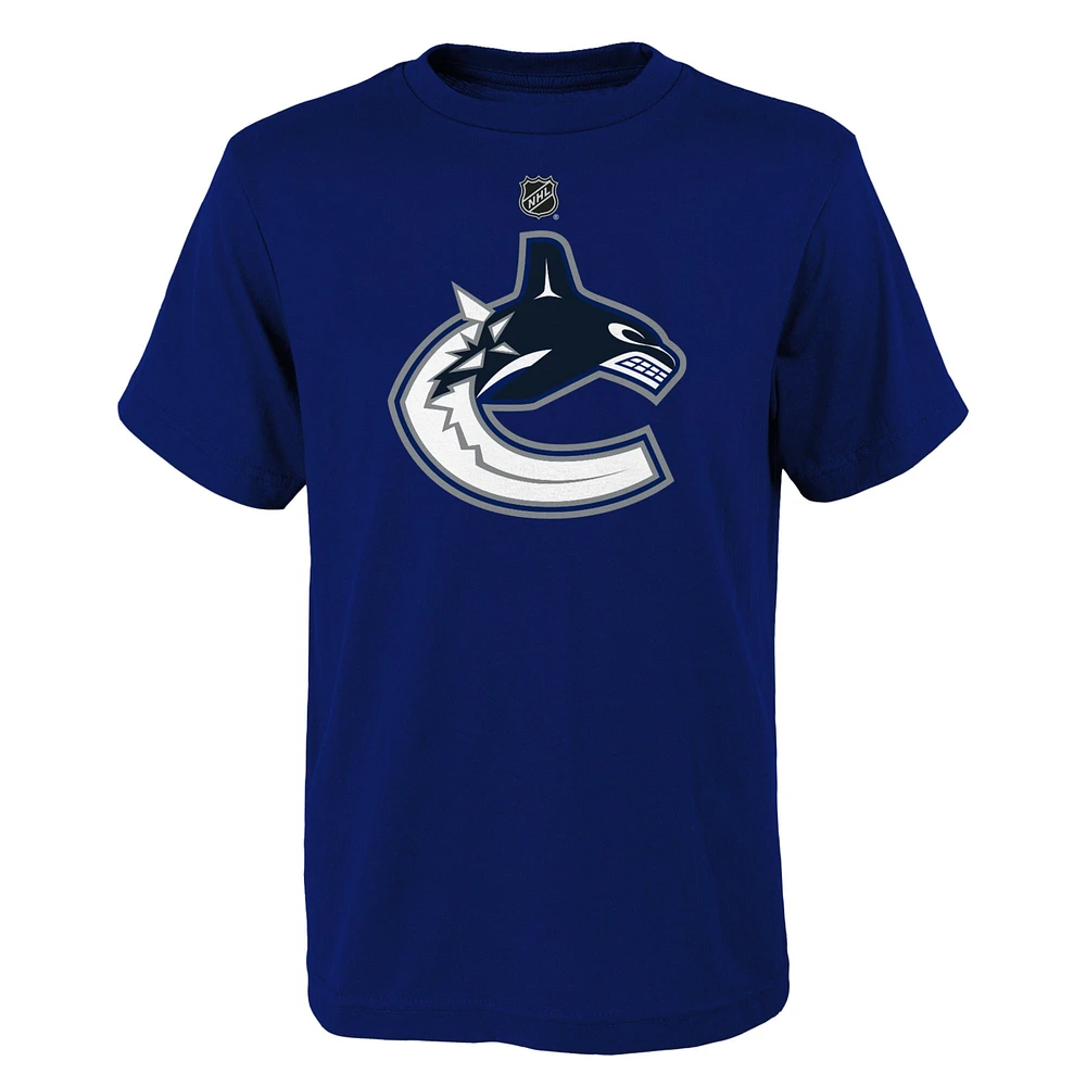 T-shirt bleu avec logo principal des Canucks de Vancouver pour jeunes