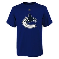 T-shirt bleu avec nom et numéro des Canucks de Vancouver Brock Boeser pour jeunes