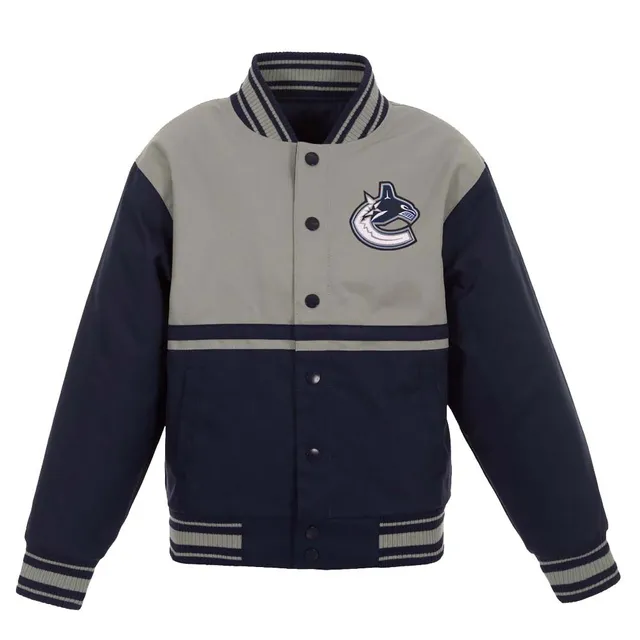 Detroit Tigers JH Design Reversible Fleece Jacket with Faux Leather Sleeves - Navy