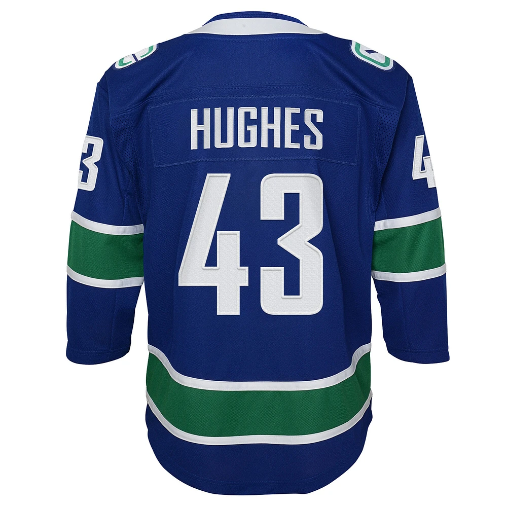 Youth Quinn Hughes Blue Vancouver Canucks Home Premier Player Jersey