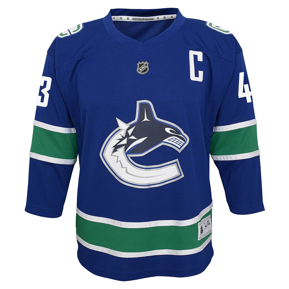 Youth Quinn Hughes Blue Vancouver Canucks Home Replica Player Jersey