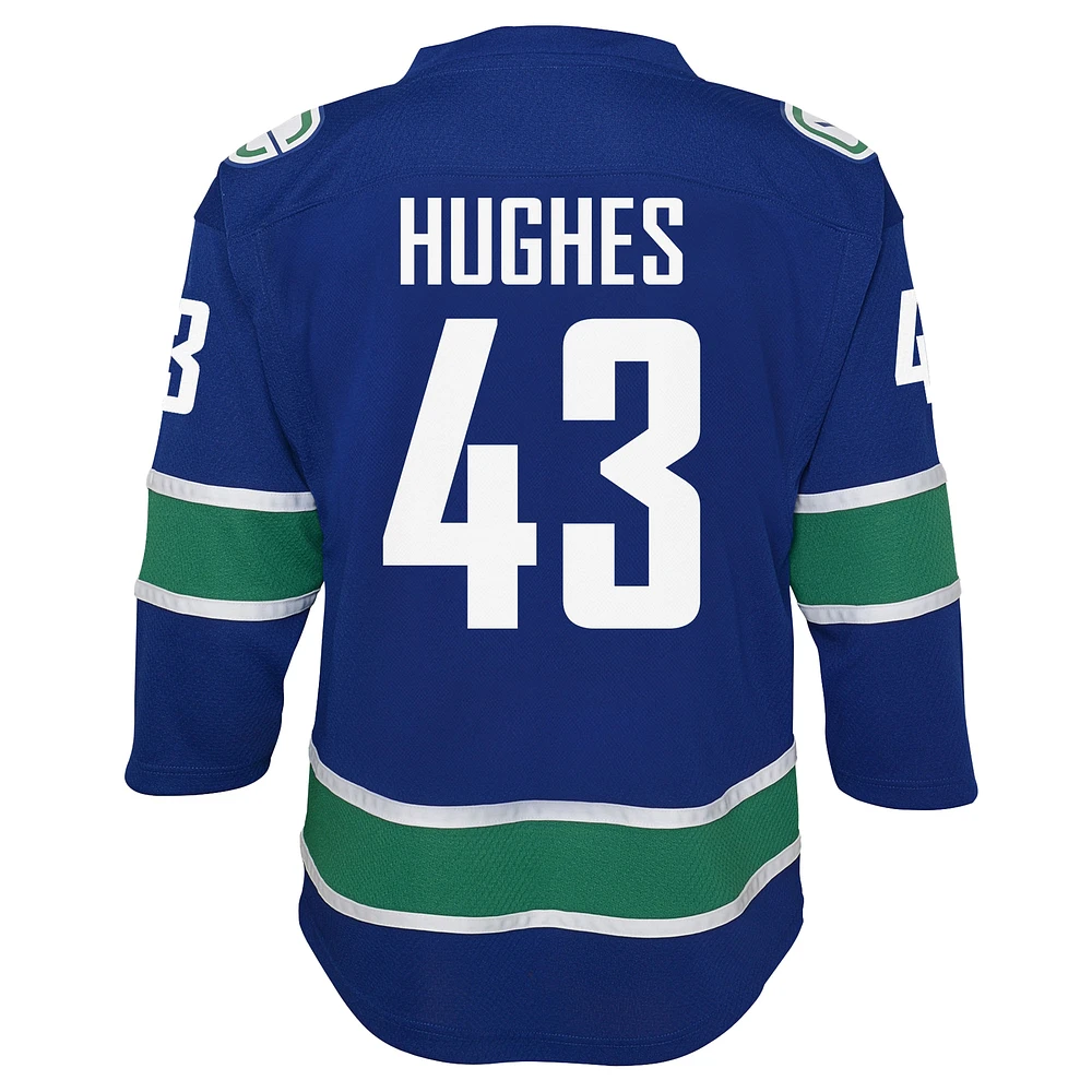 Youth Quinn Hughes Blue Vancouver Canucks Home Replica Player Jersey