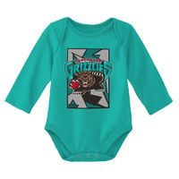 Infant Mitchell & Ness Black/Turquoise Vancouver Grizzlies Hardwood Classics Bodysuits Cuffed Knit Hat Set