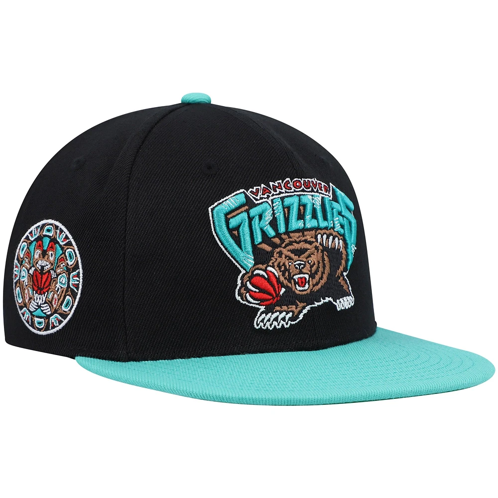 Men's Mitchell & Ness Black/Turquoise Vancouver Grizzlies Hardwood Classics Snapback Hat