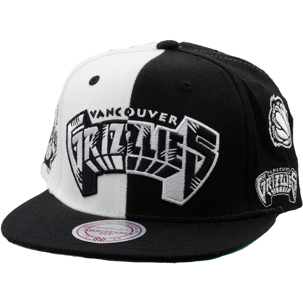 Men's Mitchell & Ness Black/White Vancouver Grizzlies Hardwood Classics Night & Day Snapback - Hat