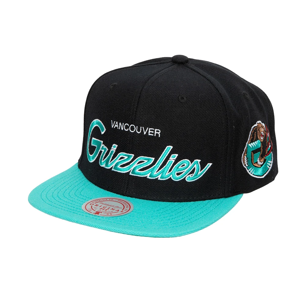 Casquette Snapback MVP Team Script 2.0 des Vancouver Grizzlies Hardwood Classics MVP Mitchell & Ness pour homme, noir