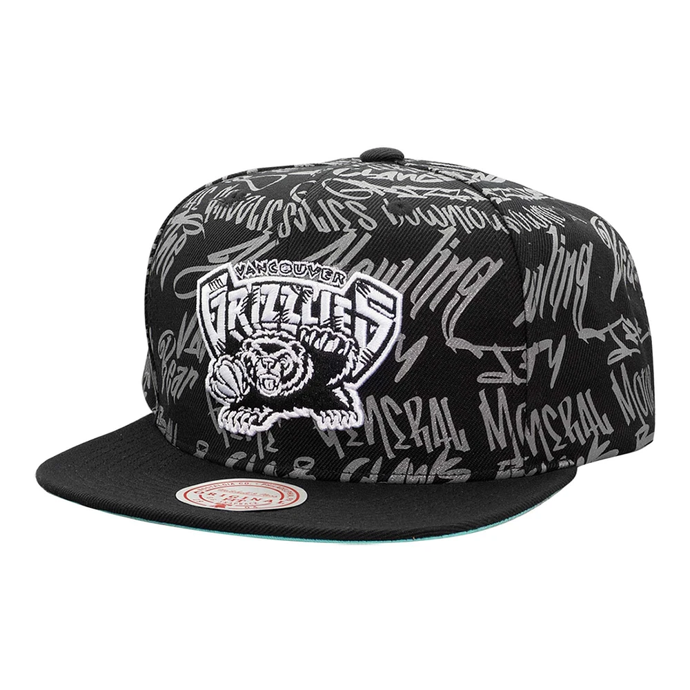 Casquette Snapback avec mots significatifs des Grizzlies de Vancouver noirs Mitchell & Ness pour hommes