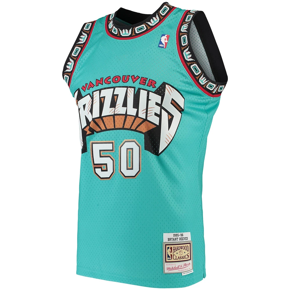 Men's Mitchell & Ness Bryant Reeves Turquoise Vancouver Grizzlies 1995/96 Hardwood Classics Swingman Jersey