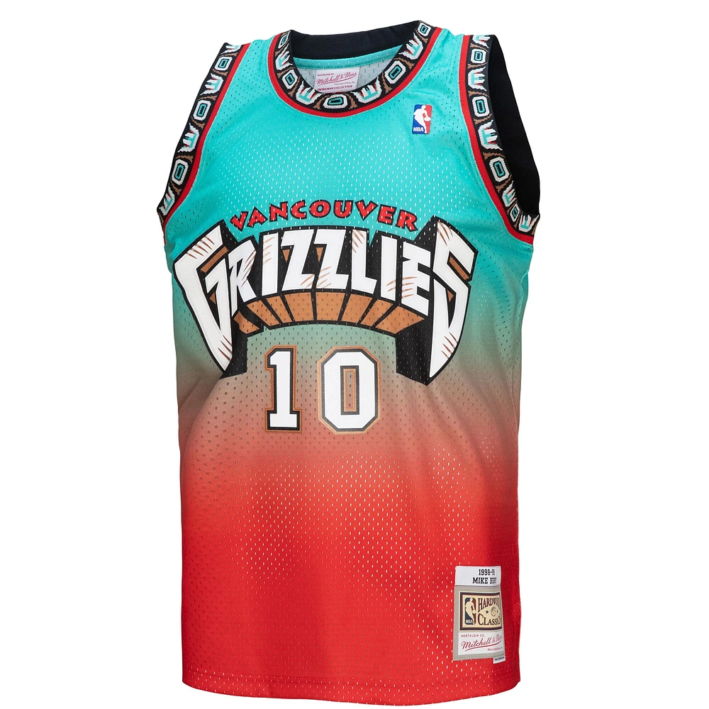 Homme Mitchell & Ness Mike Bibby Rouge/Teal Vancouver Grizzlies 1998/99 Hardwood Classics Fadeaway Swingman Player Jersey