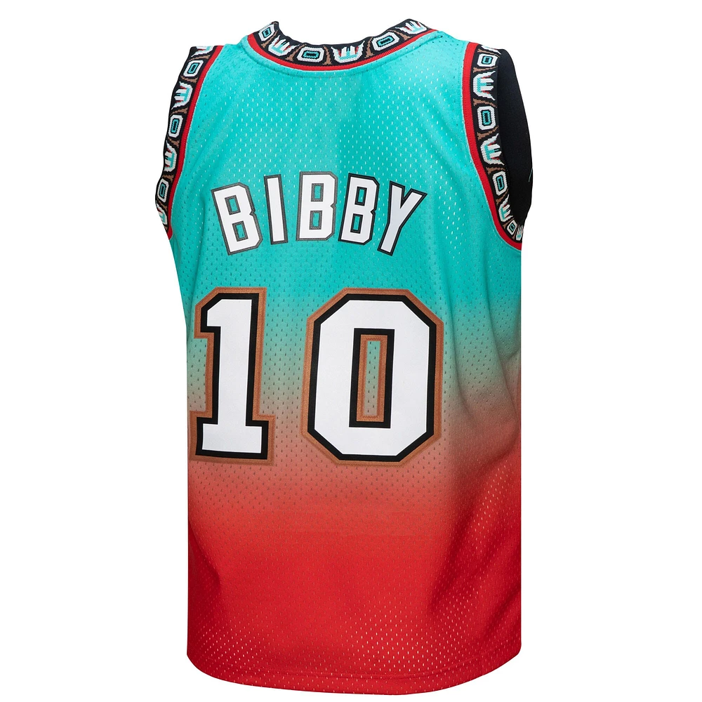 Homme Mitchell & Ness Mike Bibby Rouge/Teal Vancouver Grizzlies 1998/99 Hardwood Classics Fadeaway Swingman Player Jersey