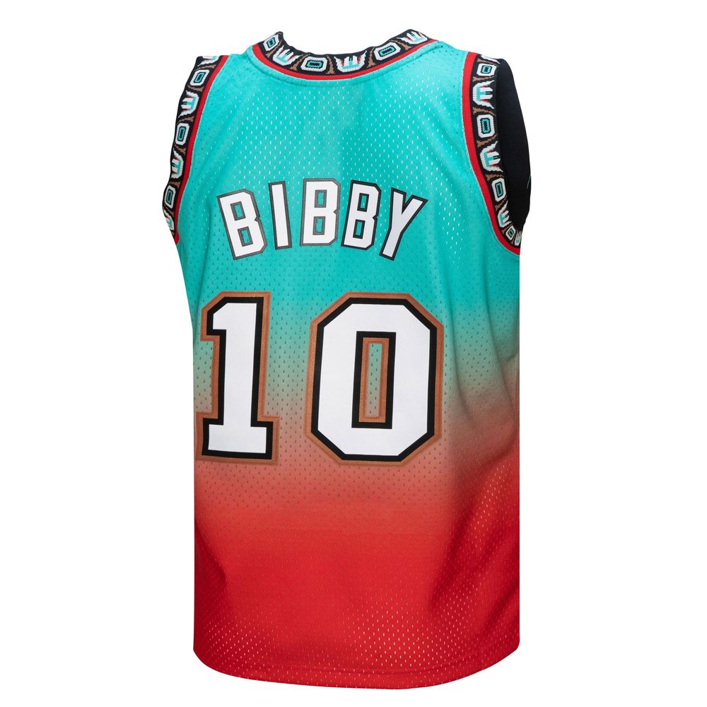 Men's Mitchell & Ness Mike Bibby Teal/Red Vancouver Grizzlies - 1998/99 Fadeaway Swingman Player Jersey