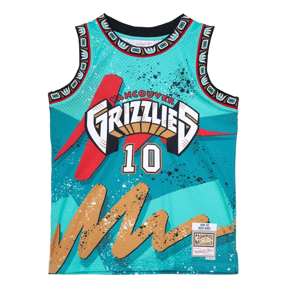 Men's Mitchell & Ness Mike Bibby Teal Vancouver Grizzlies 1998/99 Hardwood Classics Hyper Hoops Swingman Player - Jersey