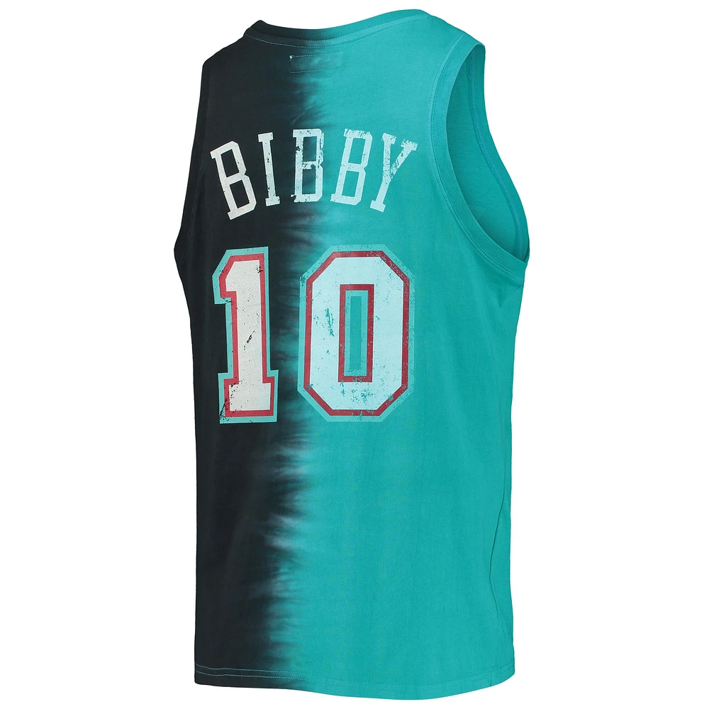 Men's Mitchell & Ness Mike Bibby Turquoise/Black Vancouver Grizzlies Hardwood Classics Tie-Dye Name Number Tank Top