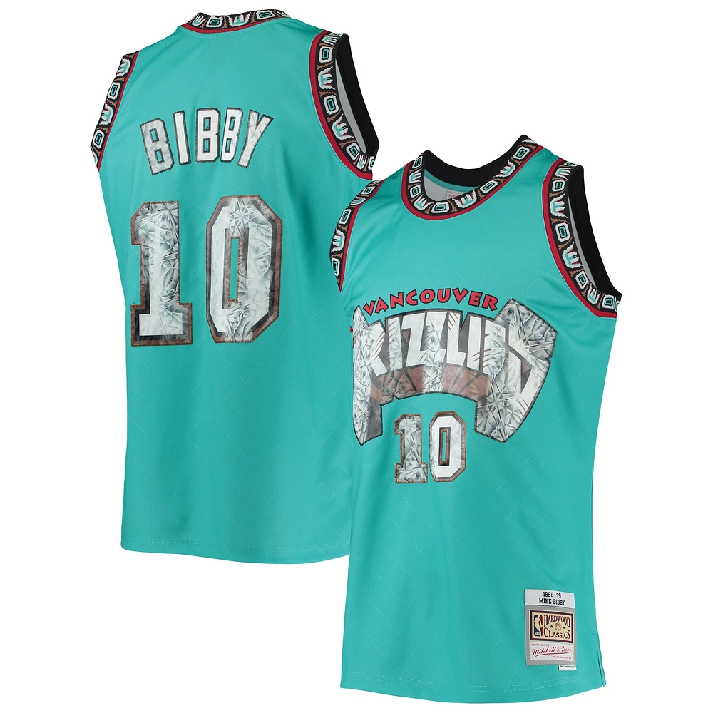 Mitchell & Ness Mike Bibby Turquoise Vancouver Grizzlies 1996/97 Hardwood Classics NBA 75th Anniversary Diamond Swingman Maillot