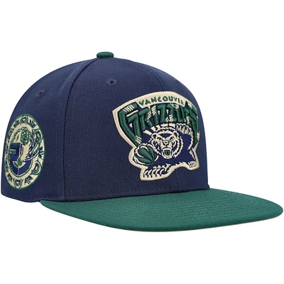 Men's Mitchell & Ness Navy/Green Vancouver Grizzlies  Hardwood Classics Grassland Fitted Hat