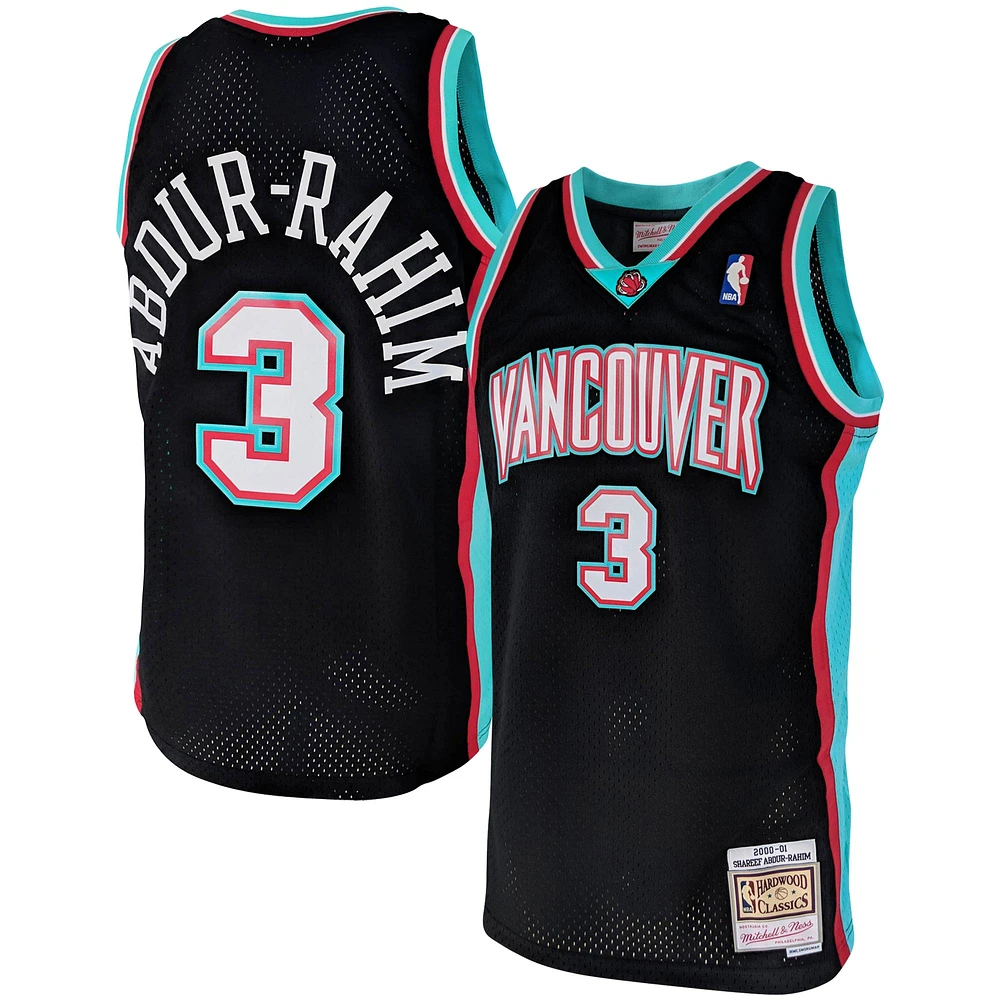 Maillot Mitchell & Ness Shareef Abdur-Rahim Homme Noir Vancouver Grizzlies Hardwood Classics 2000 Swingman